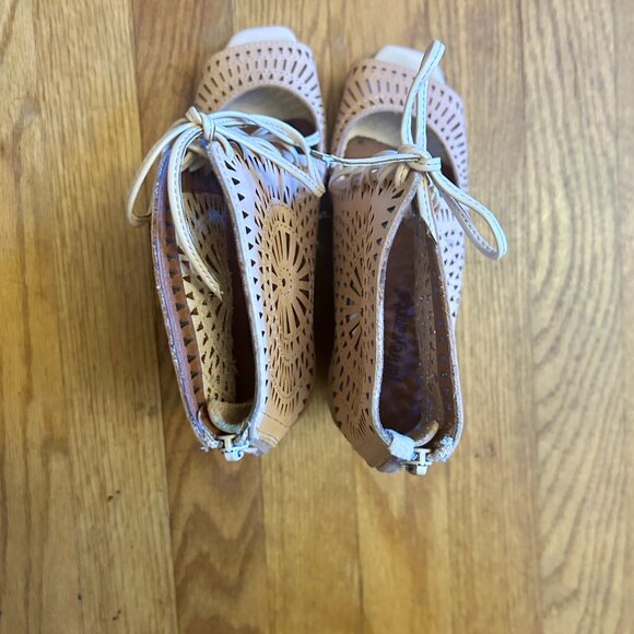 Jeffrey Campbell Rodillo Lace Up Perforated Leather Wedges Heels 7 - Picture 8 of 13